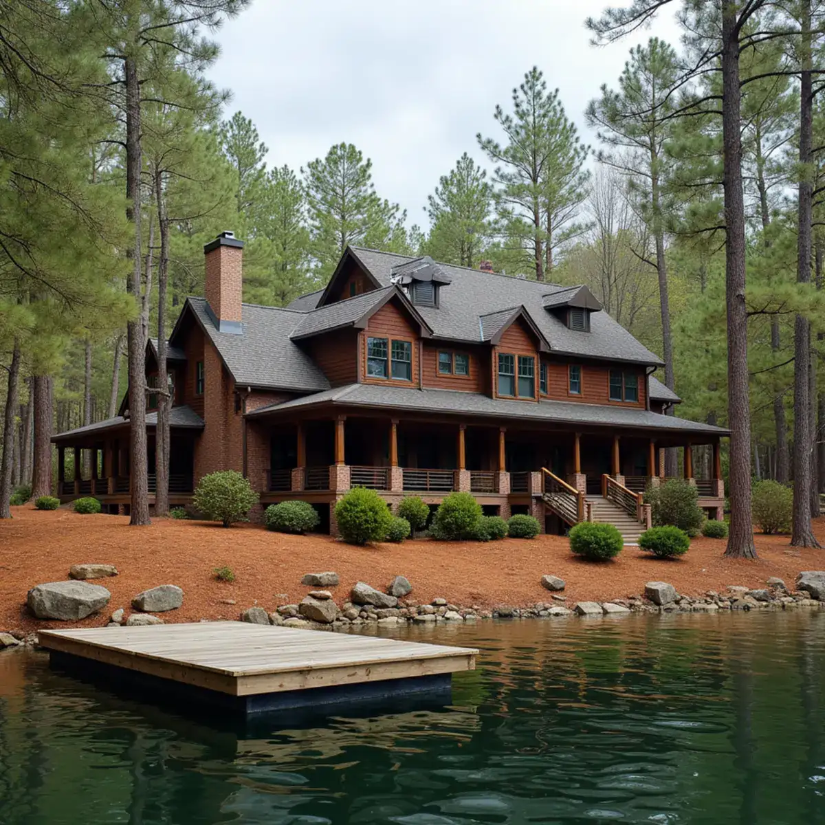 Lake home with a tall walkout-basement elevation and new gutters near Seneca, SC