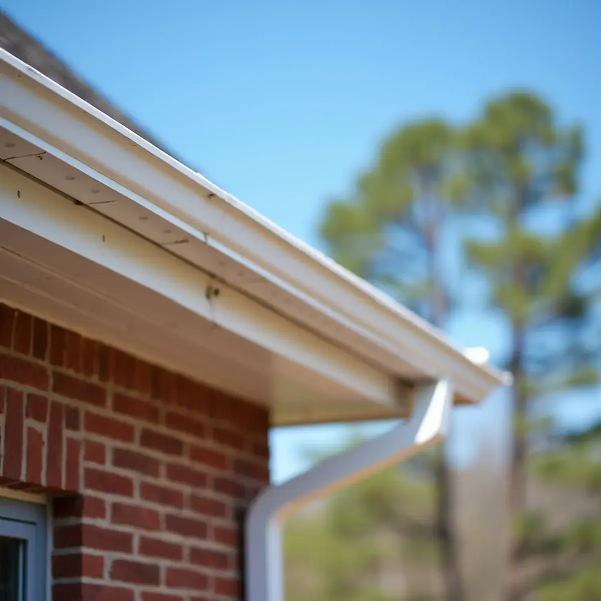 New aluminum fascia wrap and vented soffit panels with a new gutter on a Clemson home