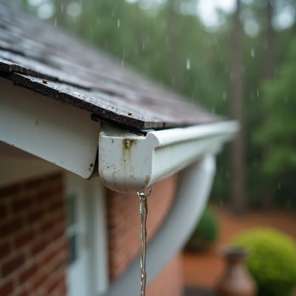 Drip edge and gutter apron directing roof water into the gutter instead of onto the fascia